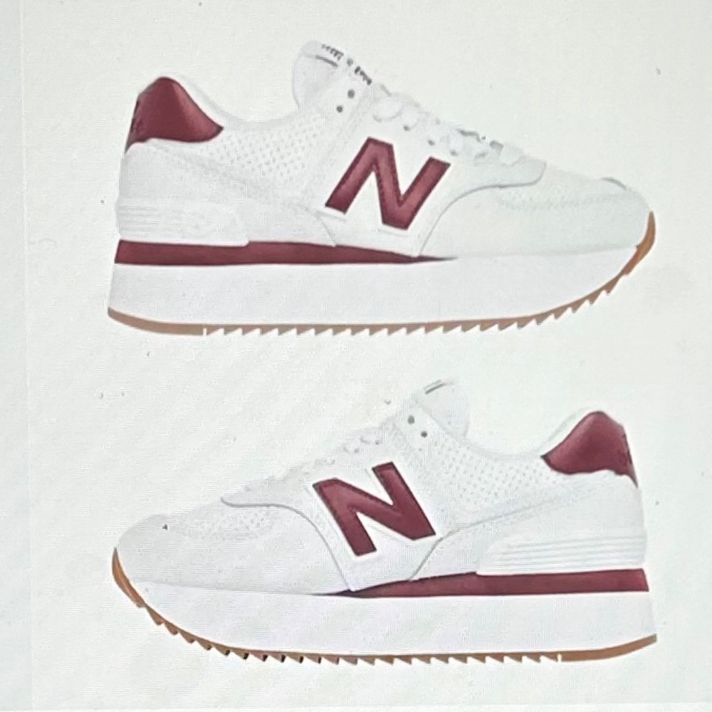 New Balance White and Burgundy Sneakers